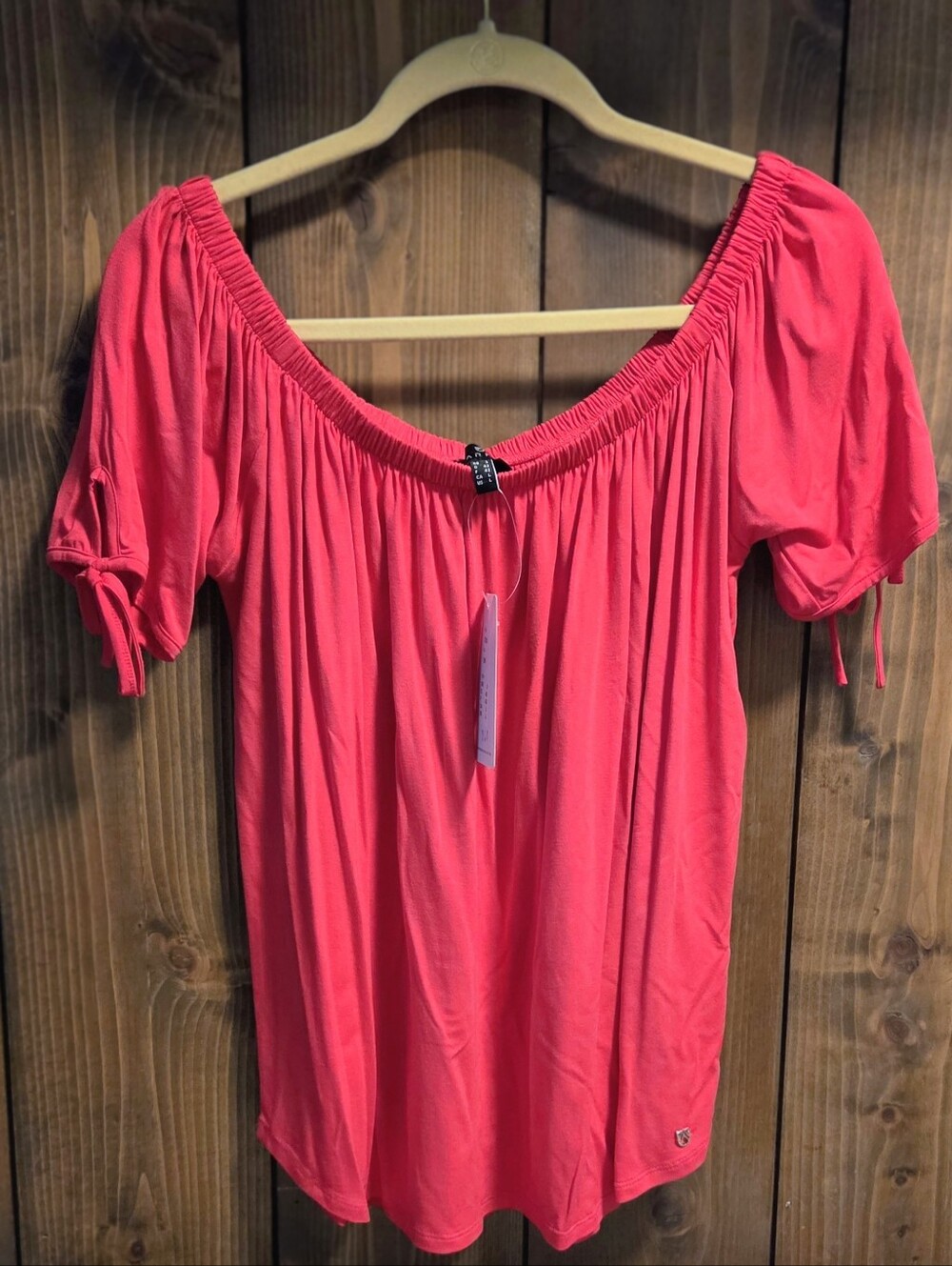 MARBLE Off-the-Shoulder Pink Tunic Top